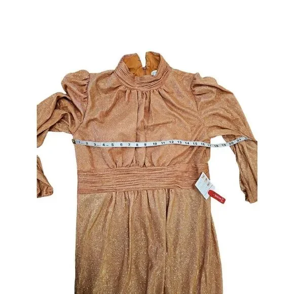 Mac Duggal Bishop Sleeve High Neck Dress Sz 12 - Picture 10 of 11